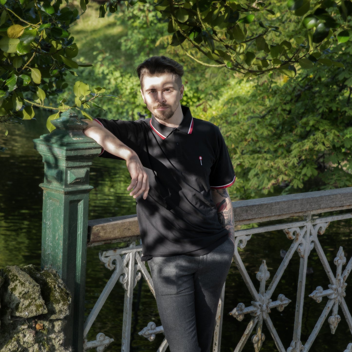 Houldsworth of Cheltenham organic black cotton polo – timeless designer racewear